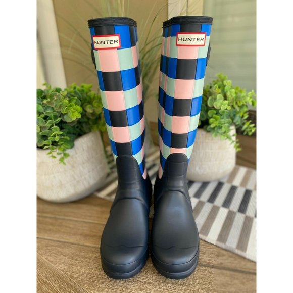 (Sold) Hunter Original Tall Gingham Waterproof Rai - Picture 8 of 11